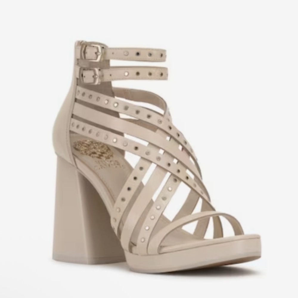 Vince Camuto Nanthie Platform Sandal Brown Studded Size 8.5 In Cream color